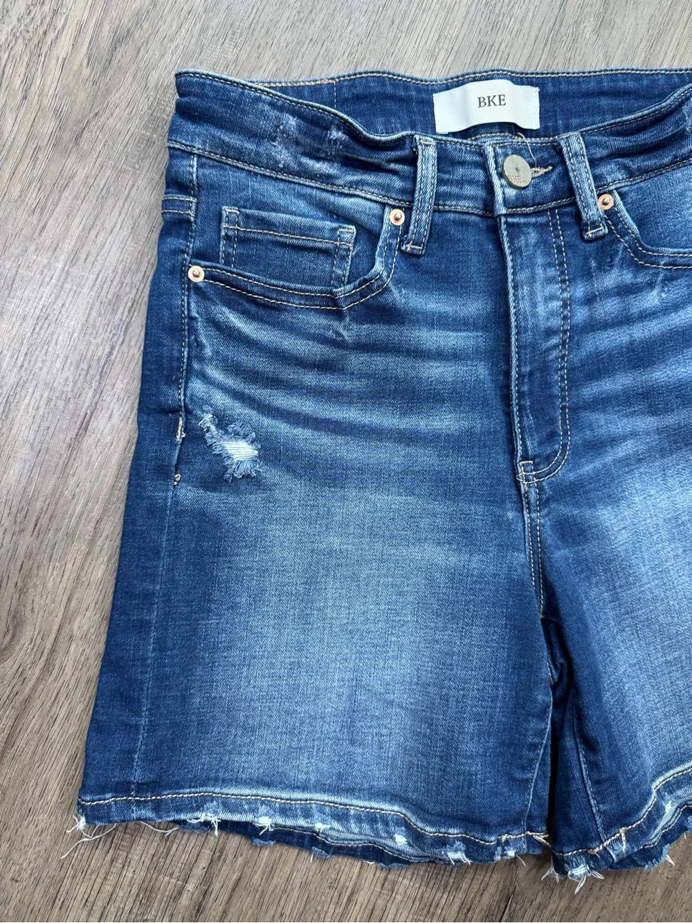BKE Parker Distressed Denim Shorts Sz 25 Long Inseam Rollable